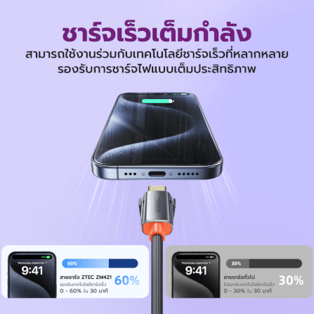 สายชาร์จไนลอนถัก ZTEC ZM421 4-IN-1 รองรับชาร์จเร็ว 240W (สลับเปลี่ยนหัวได้)_5